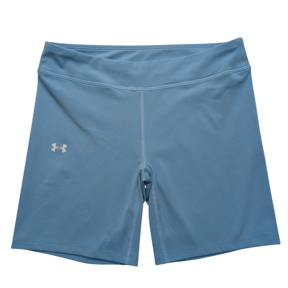 Under Armour Compression Shorts Girls Large YLG Blue HeatGear Athletic Fitted